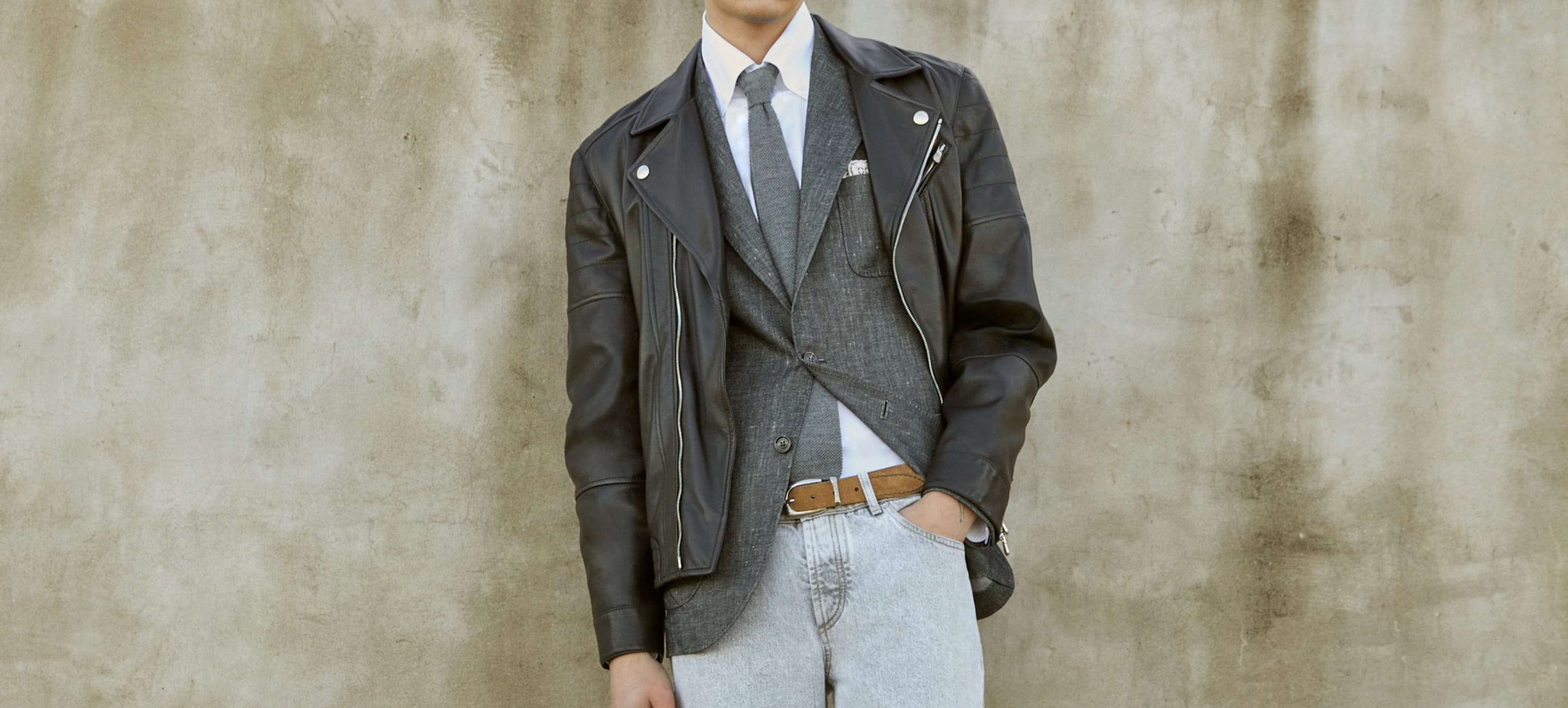 Formal wear with leather clearance jacket